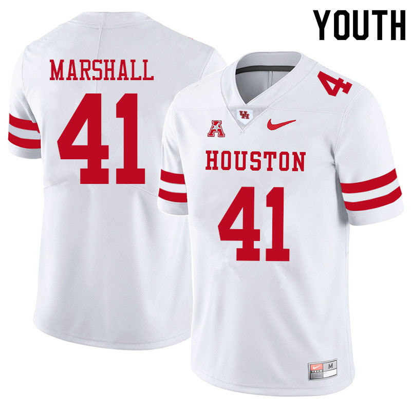 Youth #41 T.J. Marshall Houston Cougars College Football Jerseys Sale-White - Click Image to Close
